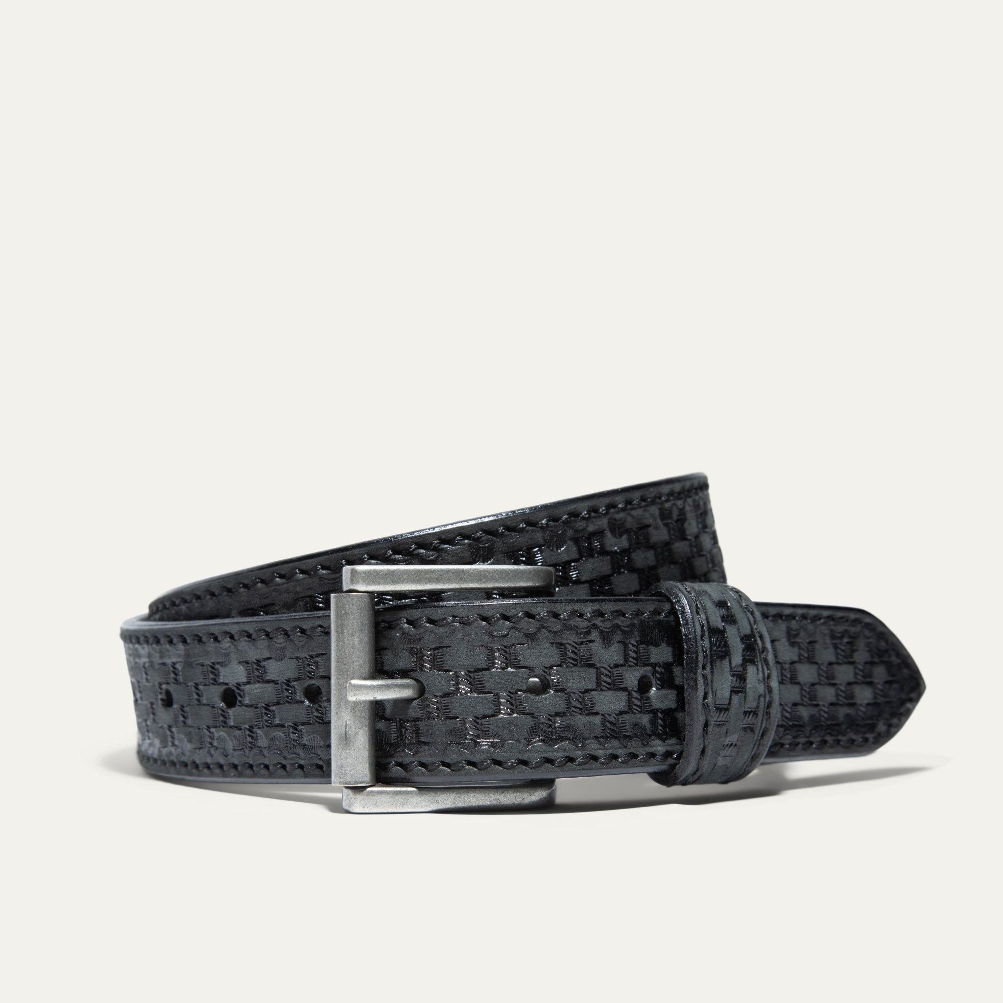 HAND-TOOLED BASKETWEAVE JEAN BELT - Che Cose Belle