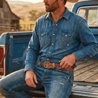 HAND-TOOLED MORNING GLORY JEAN BELT - Che Cose Belle