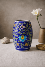 Handcrafted Blue Pottery Daisy Vase — Jaipur Hand - Painted - Che Cose Belle