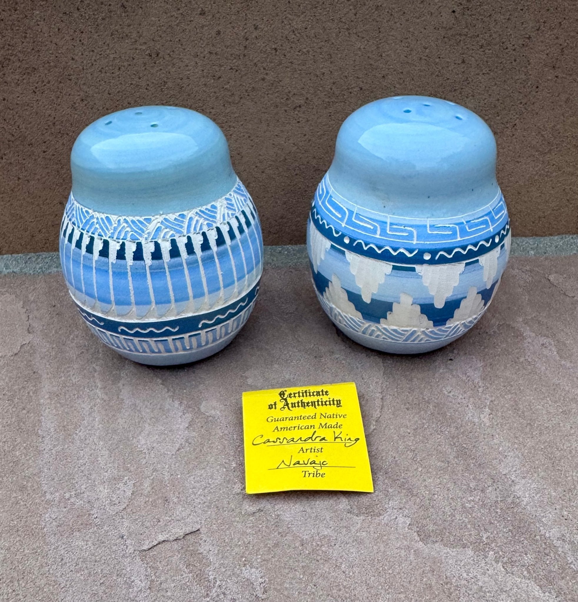 Handcrafted Blue Salt & Pepper Shakers “Cassandra King” - Che Cose Belle