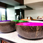 Coconut Rainbow Bowls Handcrafted Gold Leaf Polished Lacquered Eco Serve Bowls