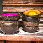 Coconut Rainbow Bowls Handcrafted Gold Leaf Polished Lacquered Eco Serve Bowls