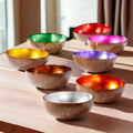 Coconut Rainbow Bowls Handcrafted Gold Leaf Polished Lacquered Eco Serve Bowls