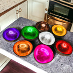 Coconut Rainbow Bowls Handcrafted Gold Leaf Polished Lacquered Eco Serve Bowls