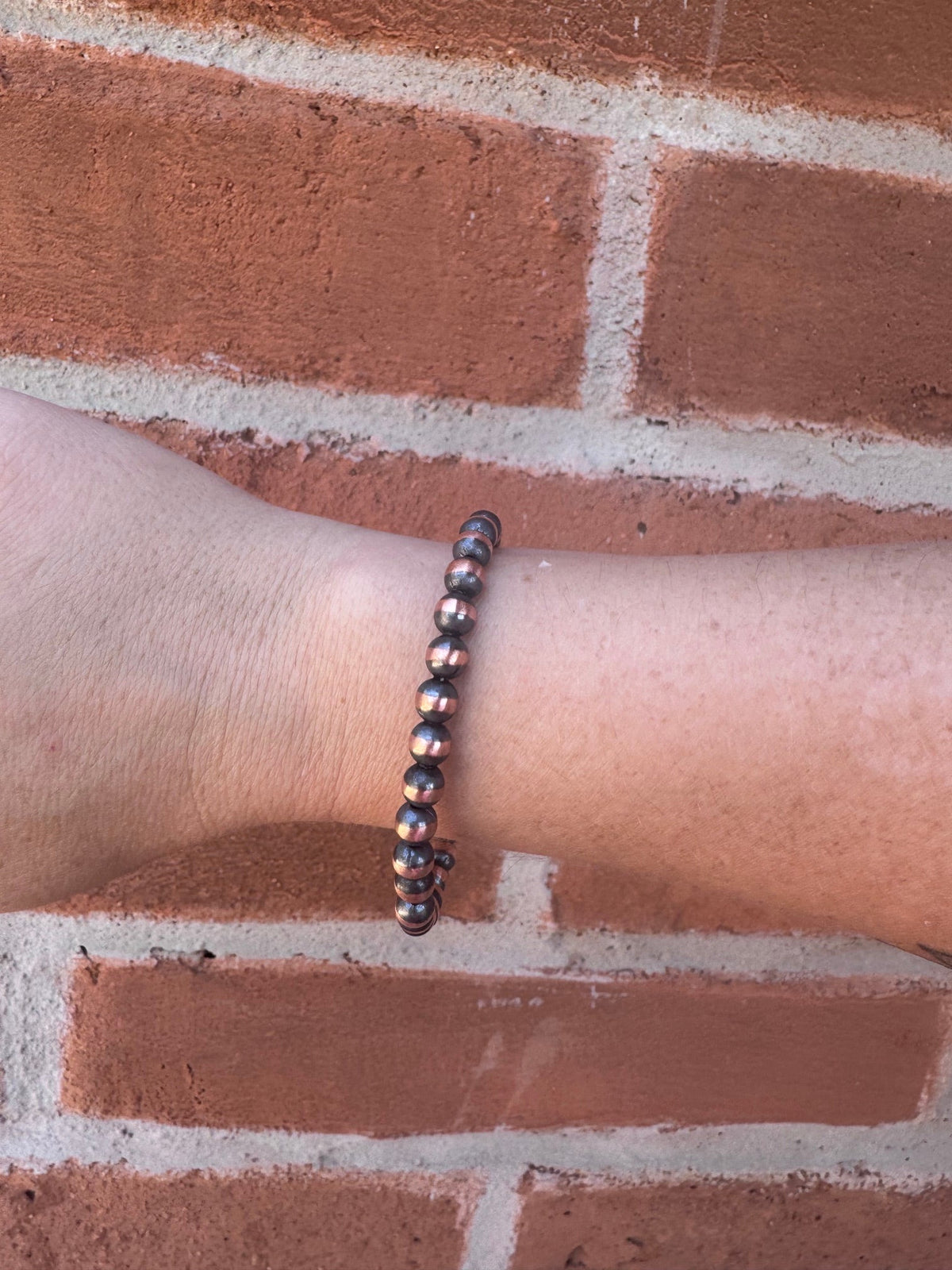 Handcrafted Copper 6mm Beaded Bracelet 7.5" - Che Cose Belle