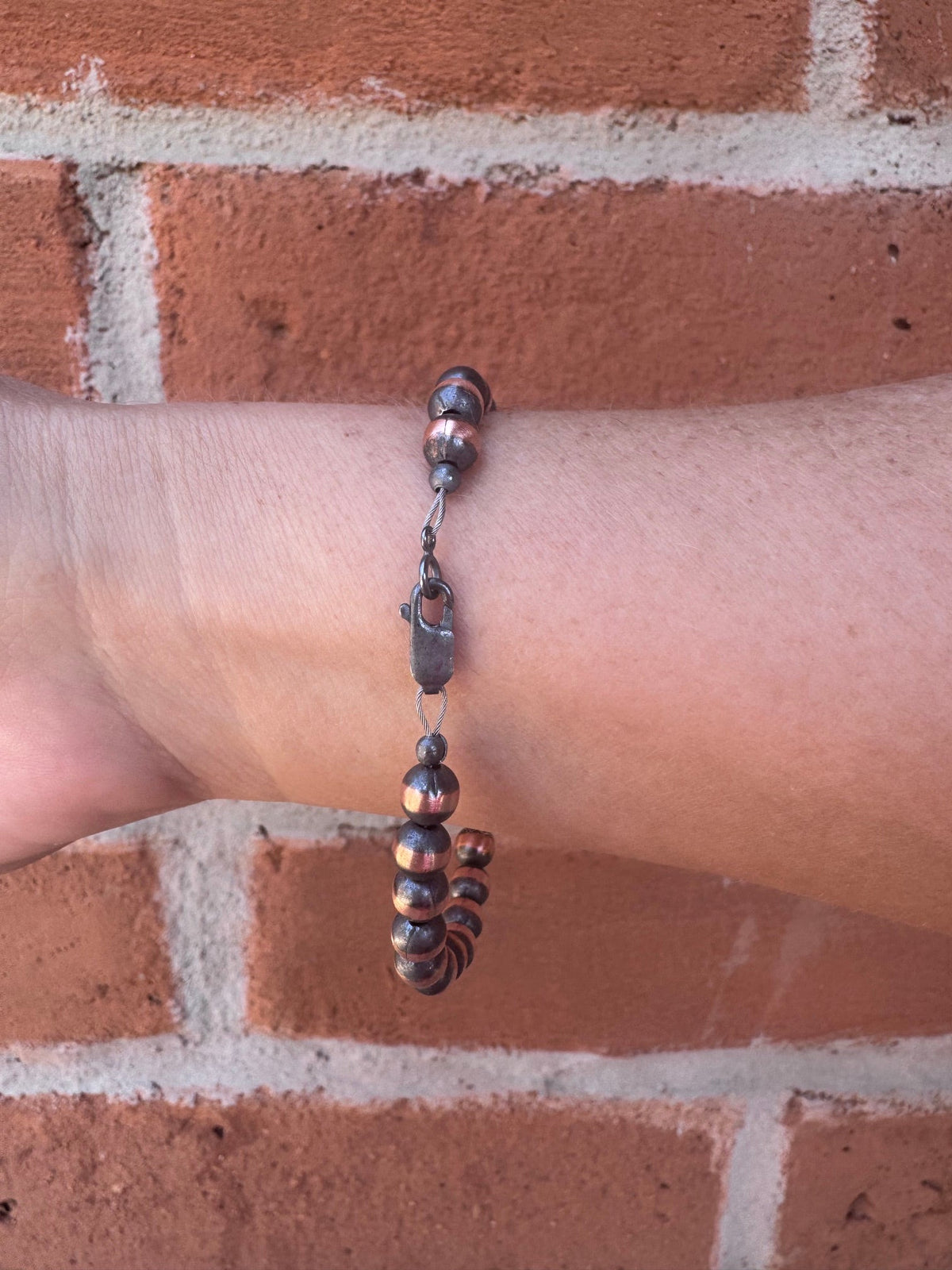 Handcrafted Copper 6mm Beaded Bracelet 7.5" - Che Cose Belle