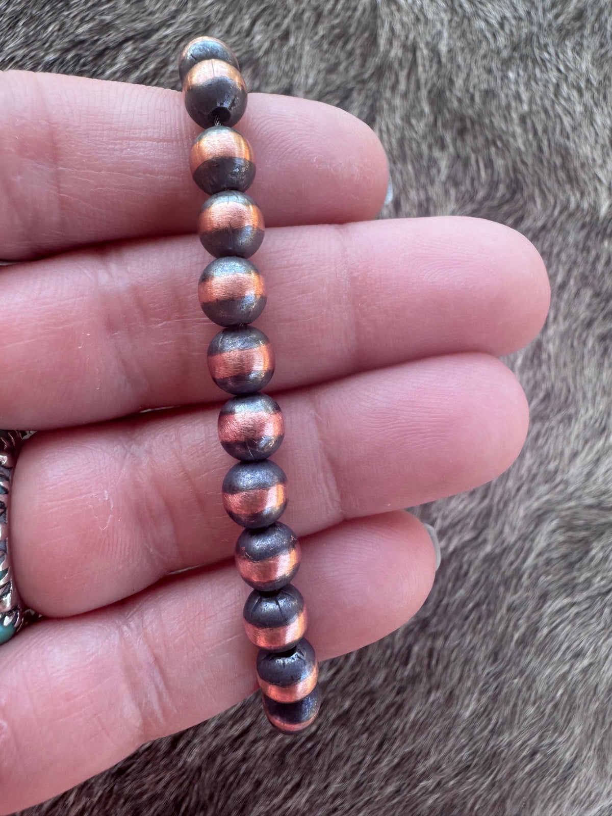Handcrafted Copper 6mm Beaded Bracelet 7.5" - Che Cose Belle