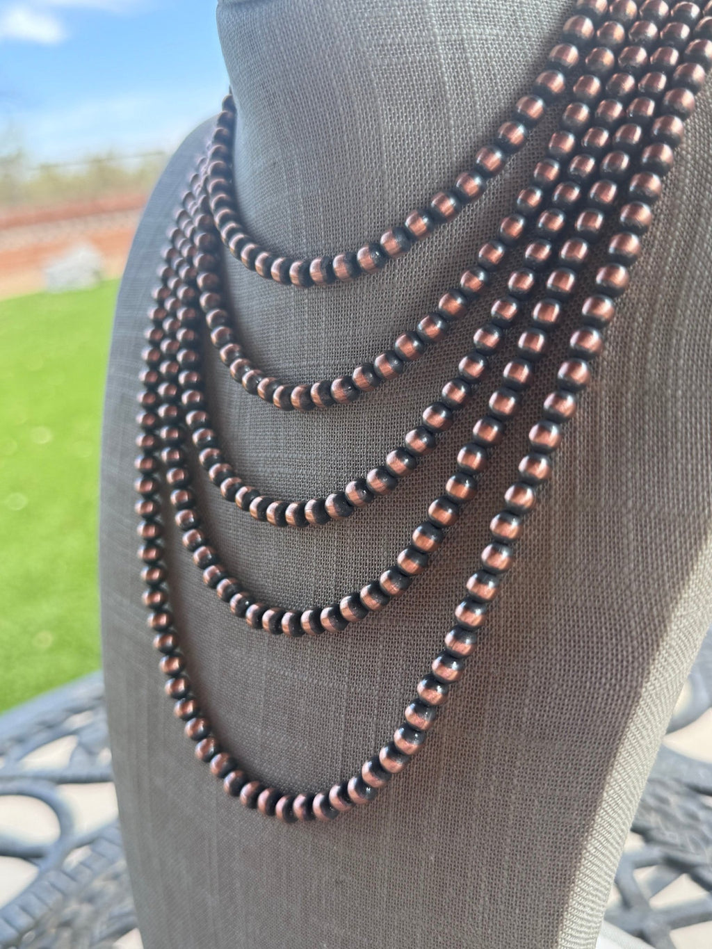 Handcrafted Copper 6mm Beaded Necklace - Che Cose Belle