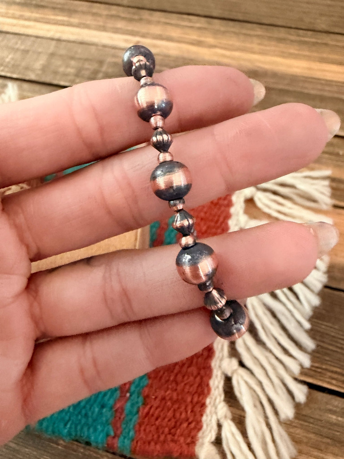 Handcrafted Copper Beaded Bracelet 7.5” - Che Cose Belle