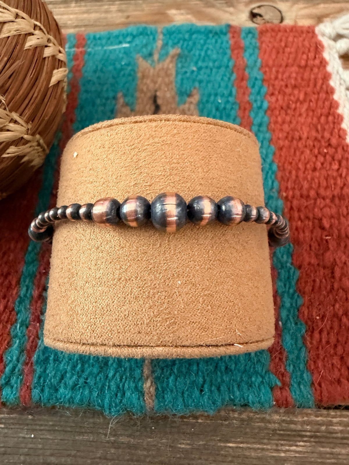 Handcrafted Copper Beaded Bracelet 7.5” - Che Cose Belle