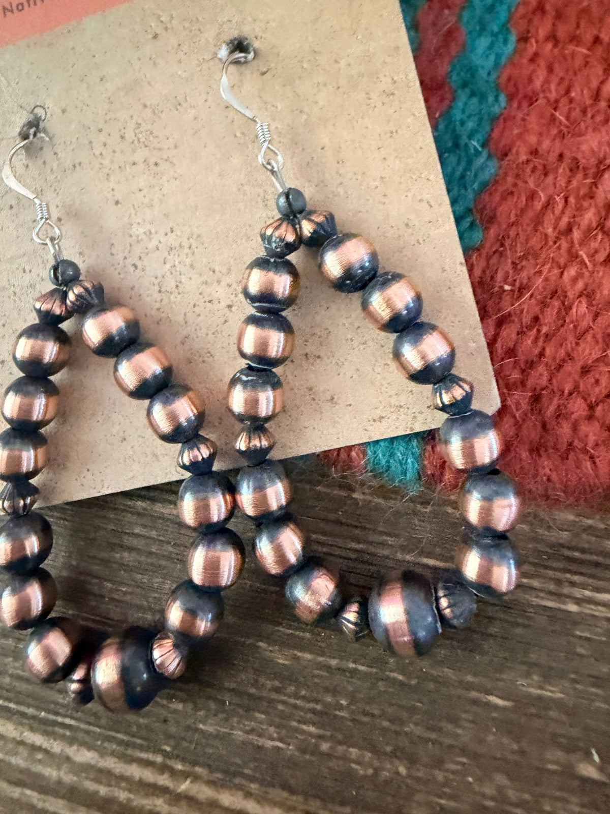 Handcrafted Copper Beaded Dangle Hoop Earrings - Che Cose Belle