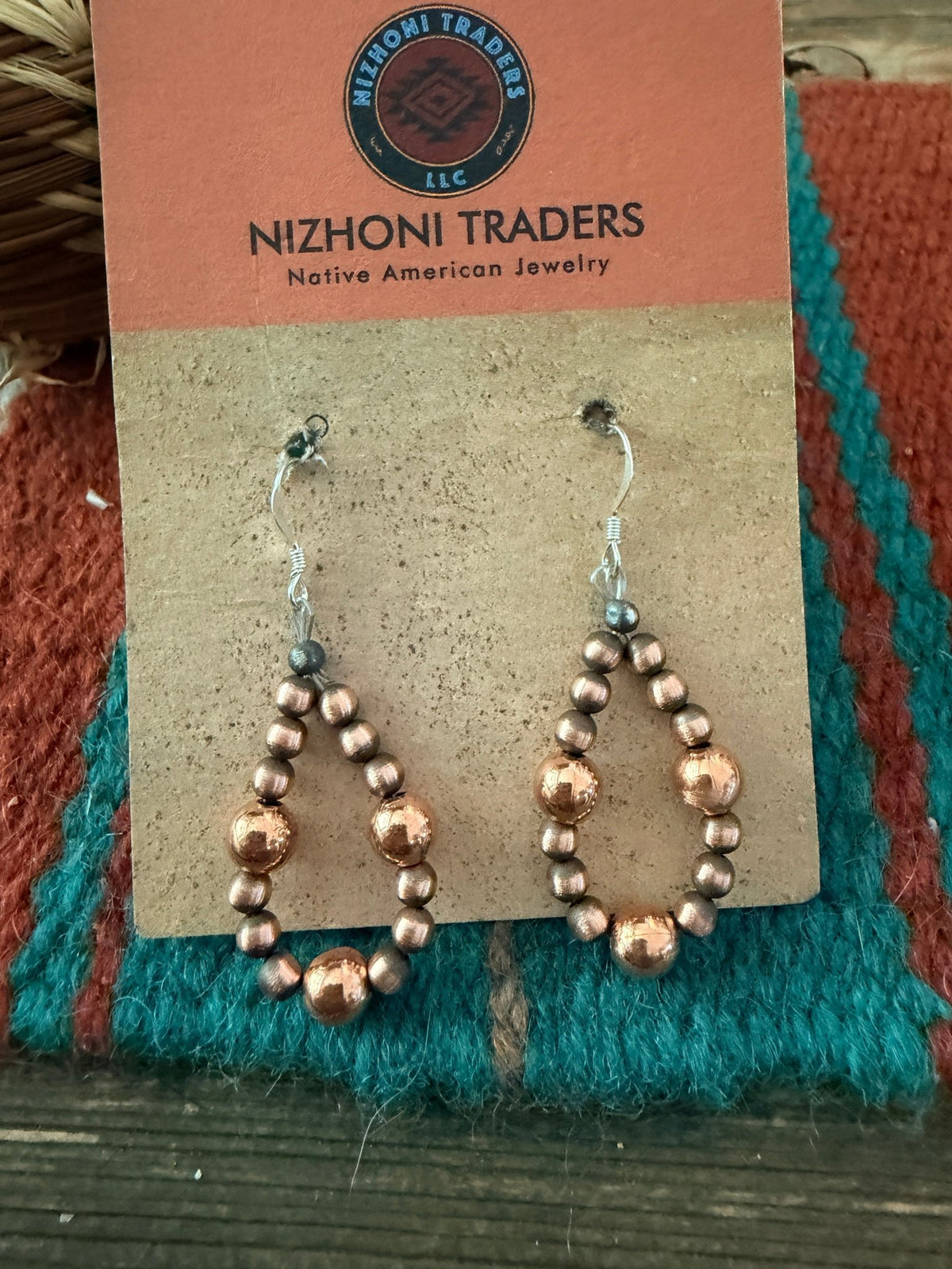 Handcrafted Copper Beaded Dangle Hoop Earrings - Che Cose Belle