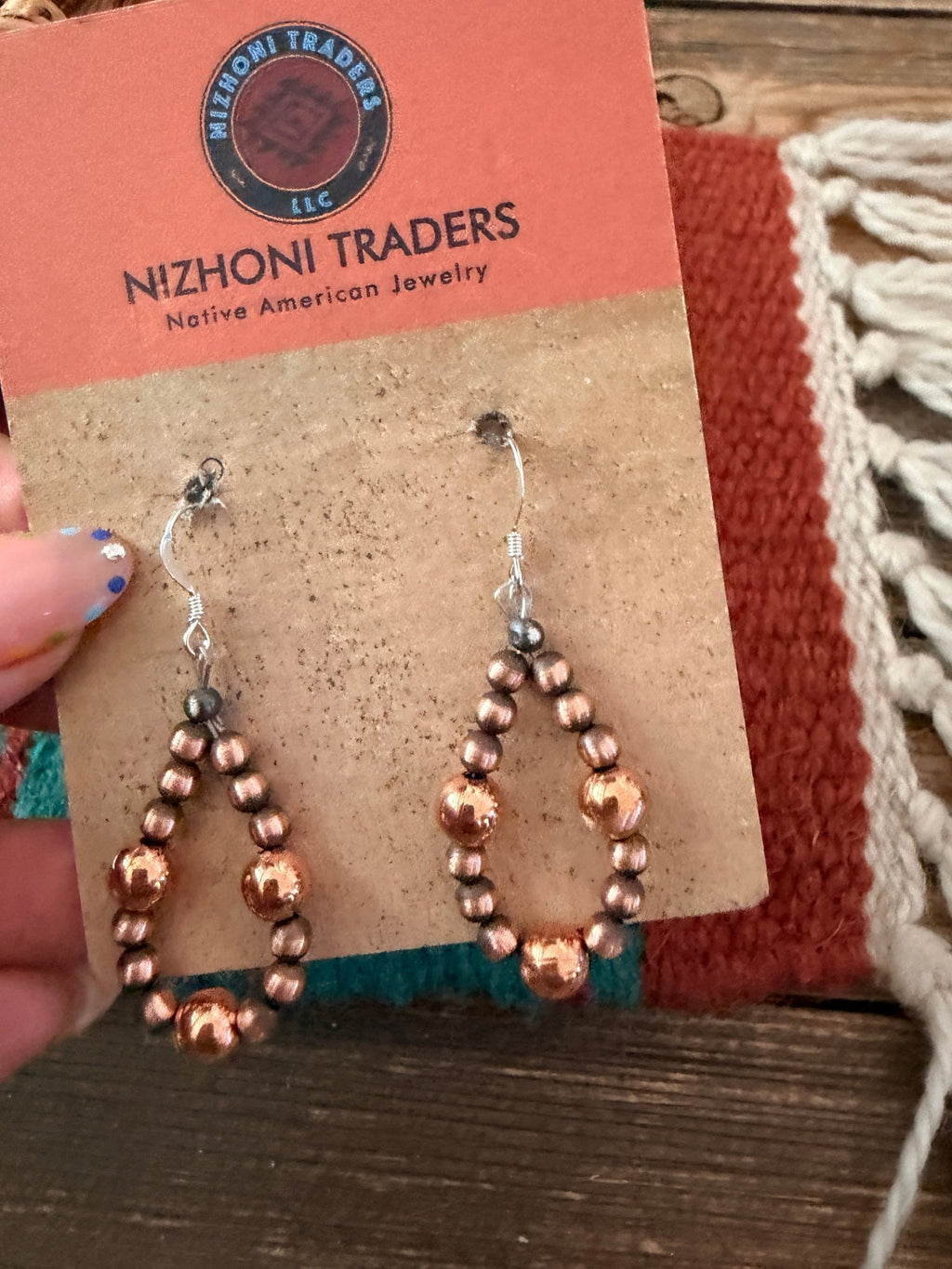 Handcrafted Copper Beaded Dangle Hoop Earrings - Che Cose Belle