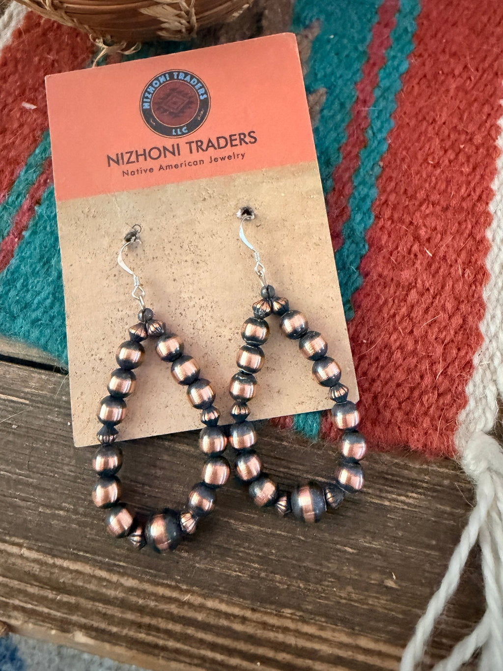 Handcrafted Copper Beaded Dangle Hoop Earrings - Che Cose Belle