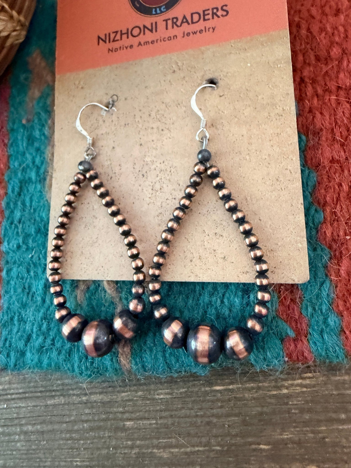 Handcrafted Copper Beaded Dangle Hoop Earrings - Che Cose Belle