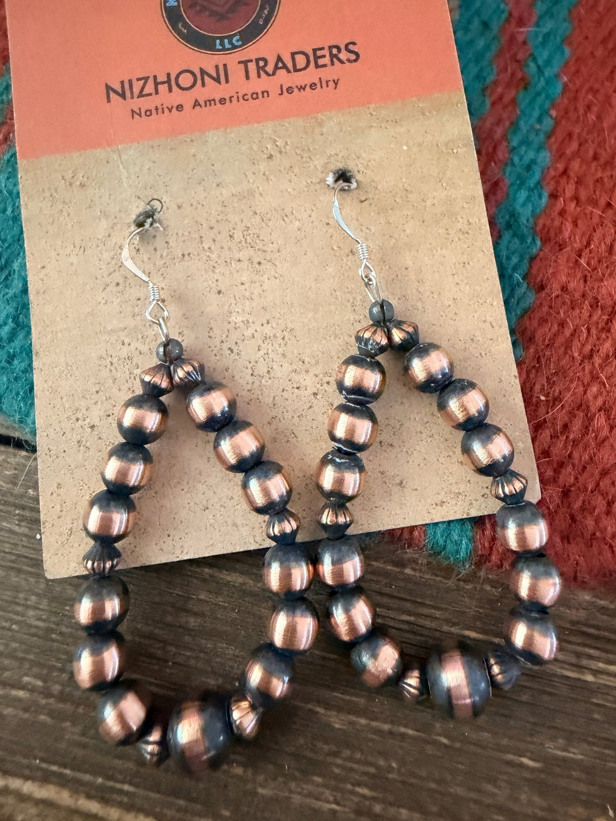 Handcrafted Copper Beaded Dangle Hoop Earrings - Che Cose Belle
