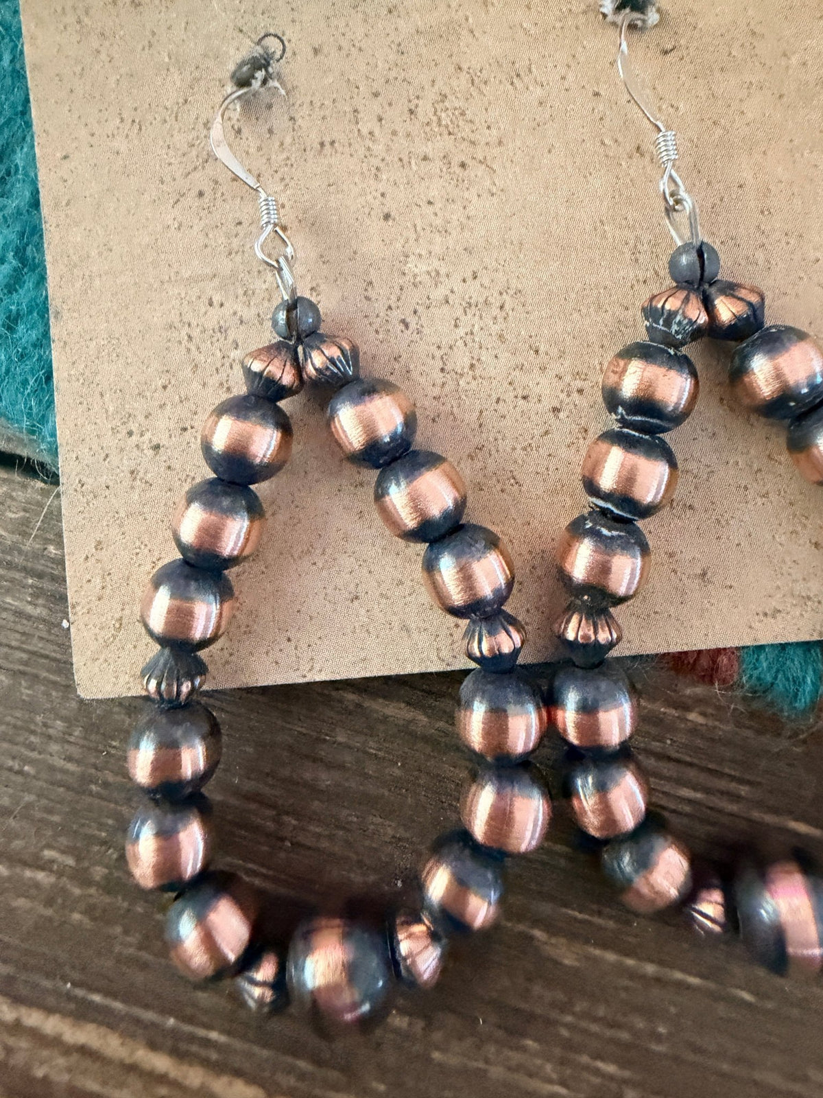 Handcrafted Copper Beaded Dangle Hoop Earrings - Che Cose Belle