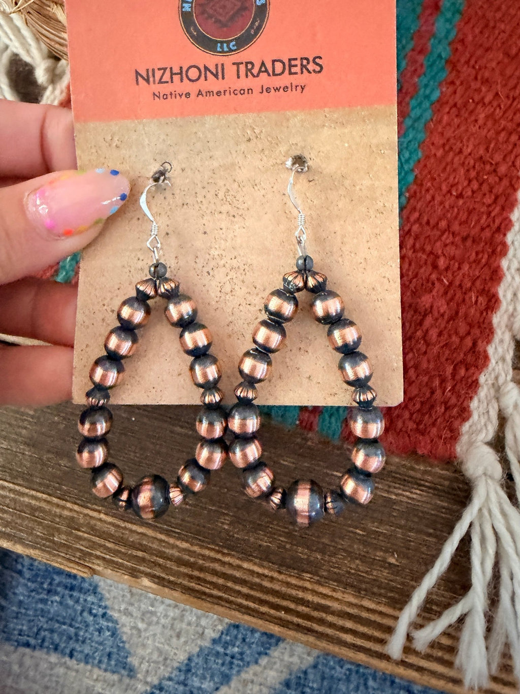 Handcrafted Copper Beaded Dangle Hoop Earrings - Che Cose Belle