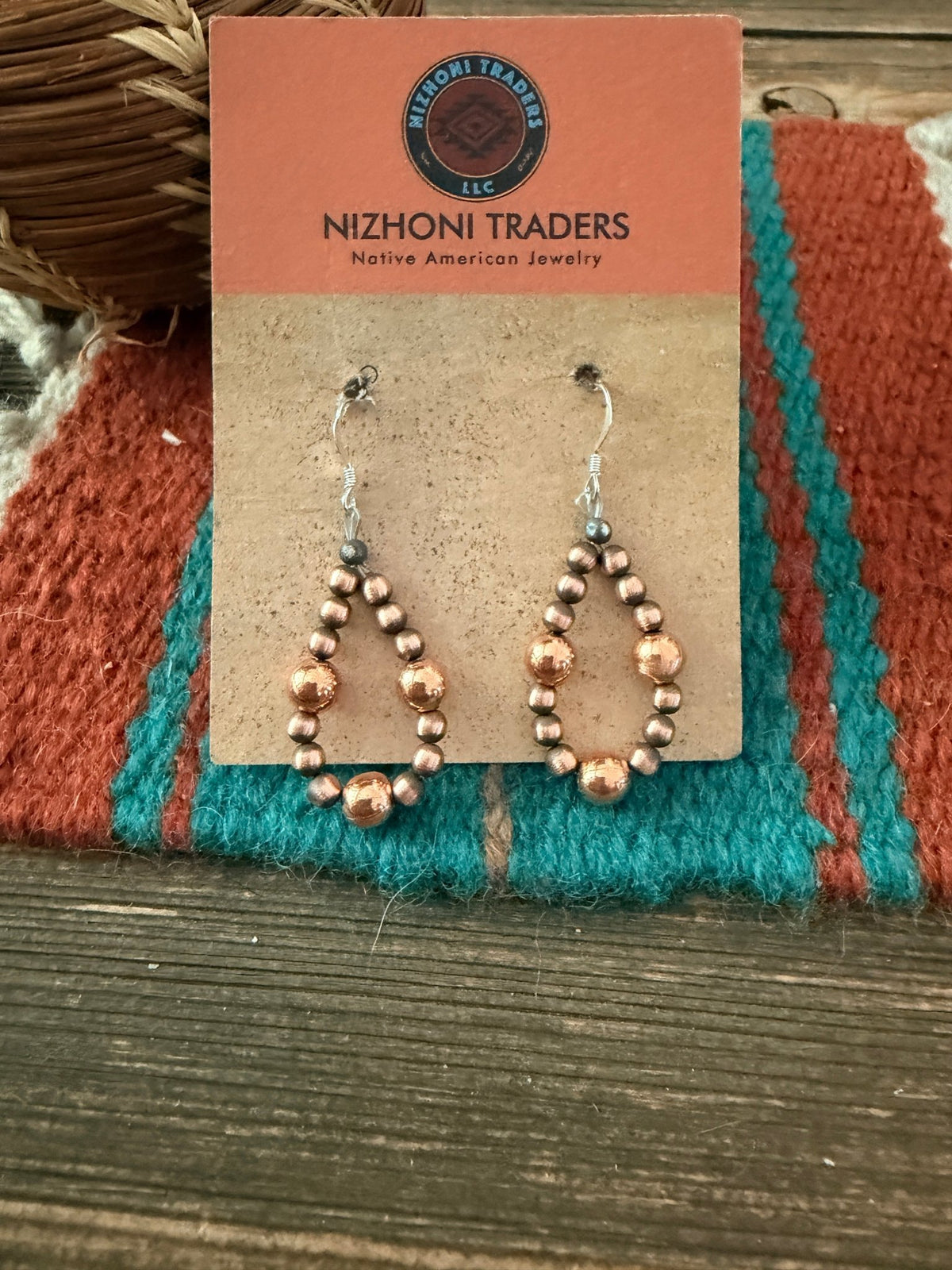 Handcrafted Copper Beaded Dangle Hoop Earrings - Che Cose Belle