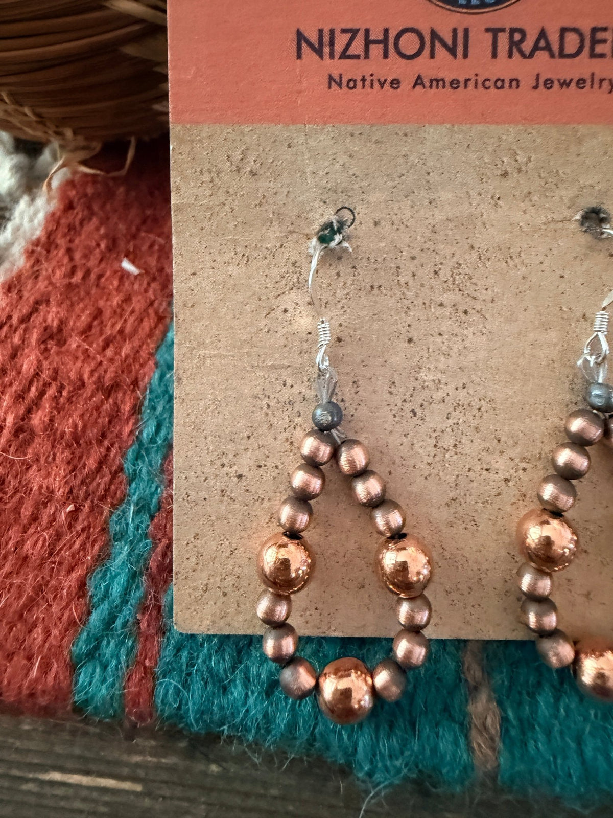 Handcrafted Copper Beaded Dangle Hoop Earrings - Che Cose Belle