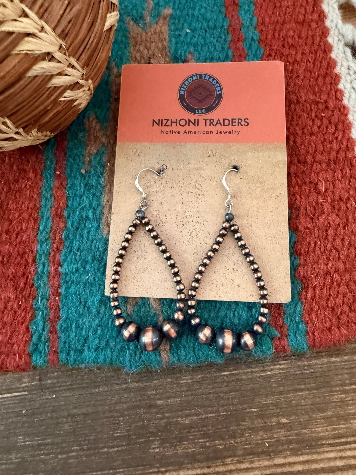 Handcrafted Copper Beaded Dangle Hoop Earrings - Che Cose Belle