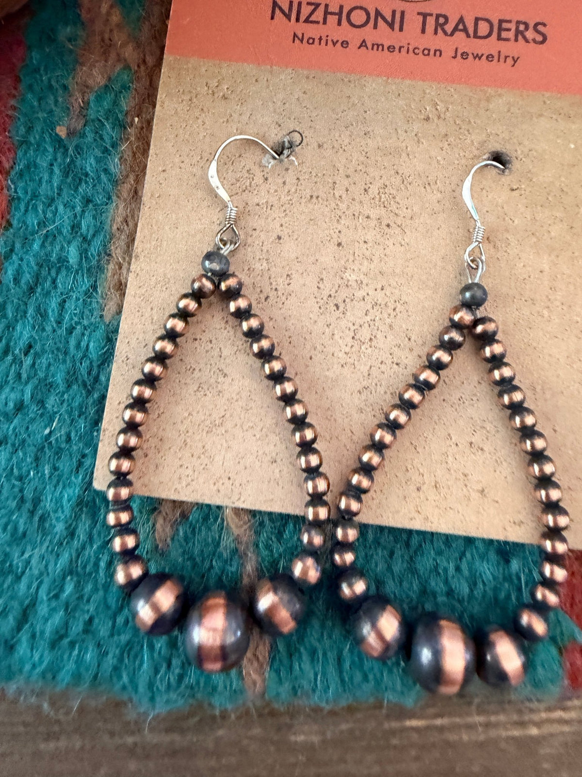Handcrafted Copper Beaded Dangle Hoop Earrings - Che Cose Belle