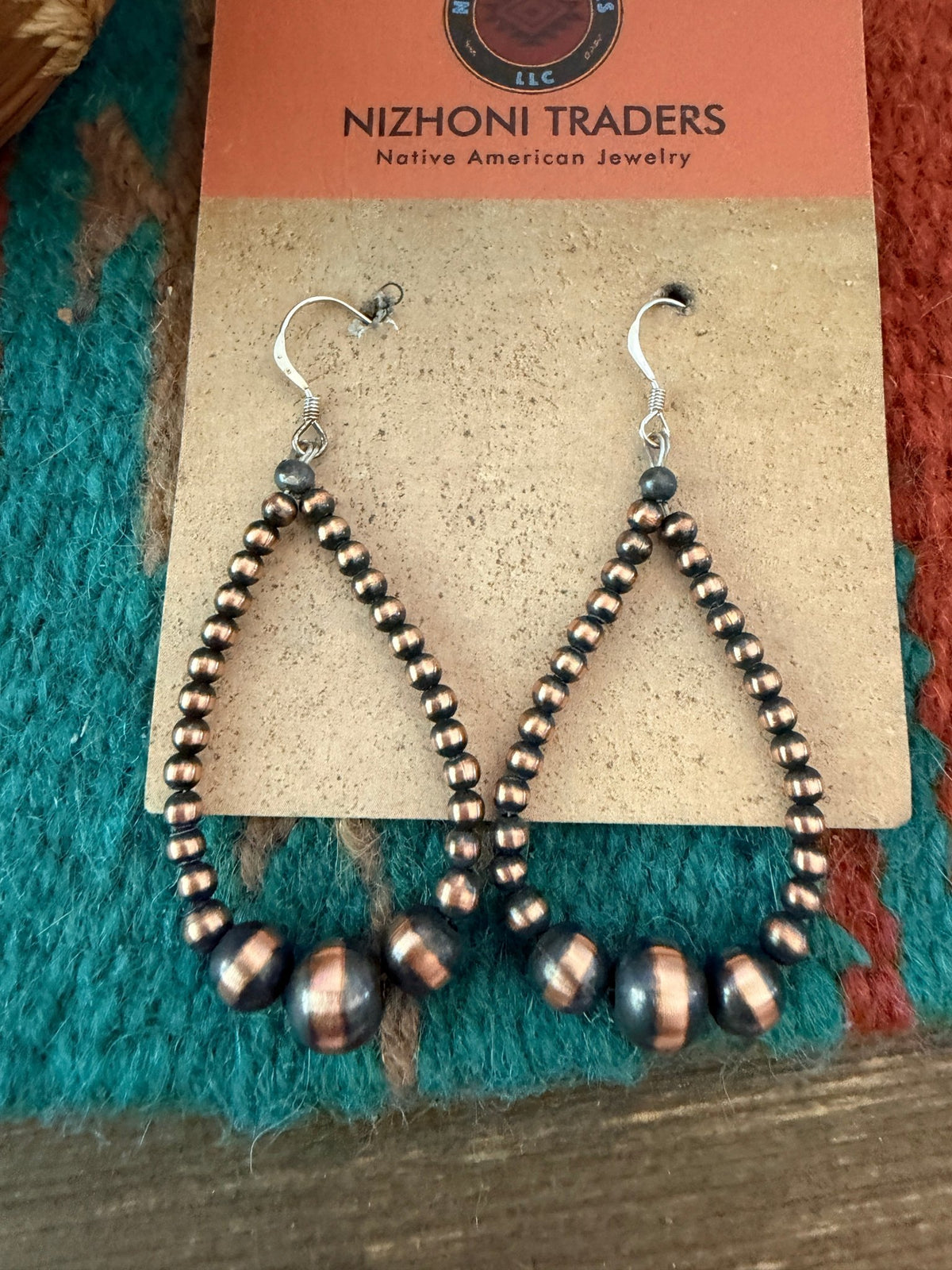 Handcrafted Copper Beaded Dangle Hoop Earrings - Che Cose Belle