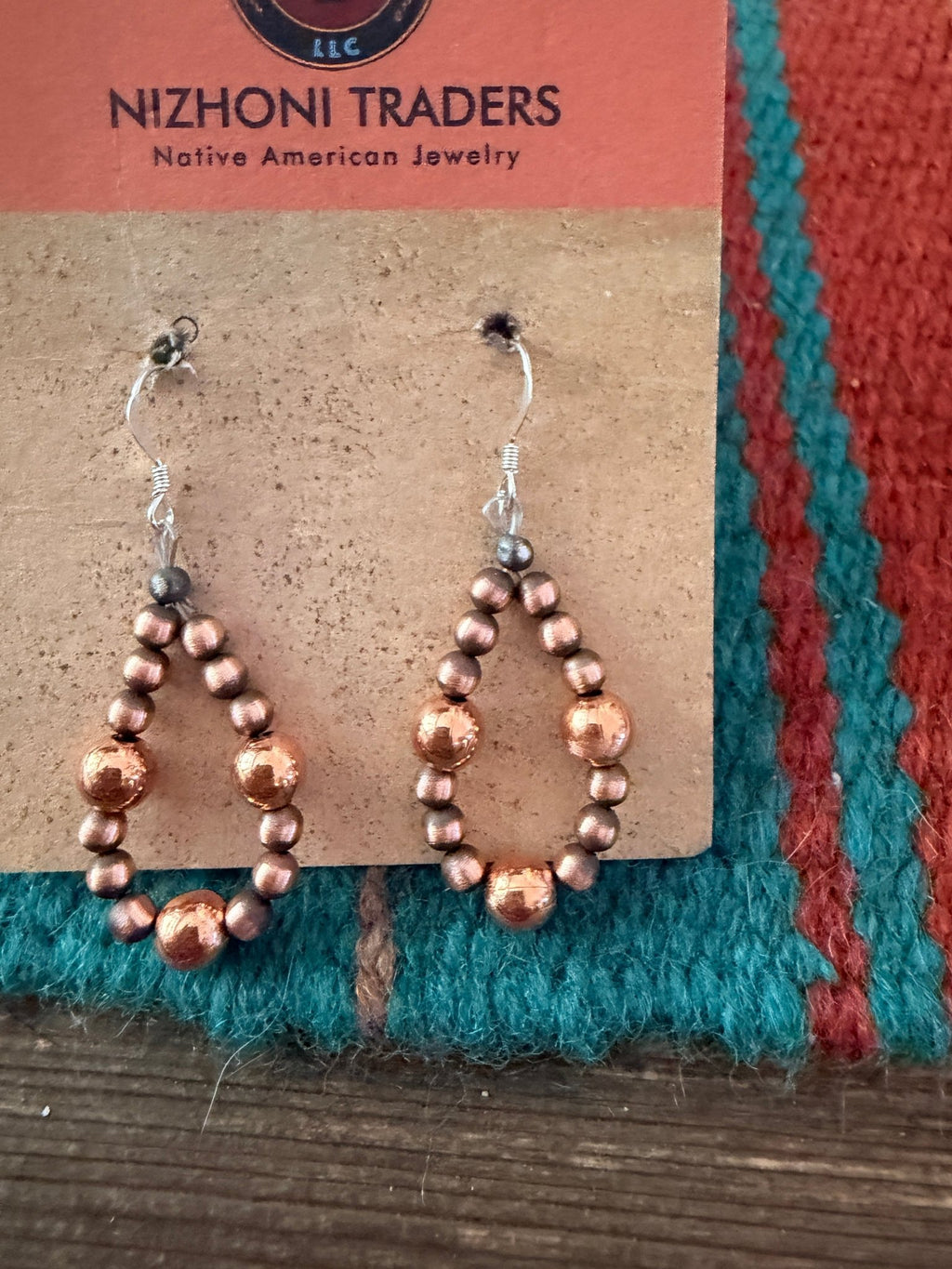 Handcrafted Copper Beaded Dangle Hoop Earrings - Che Cose Belle