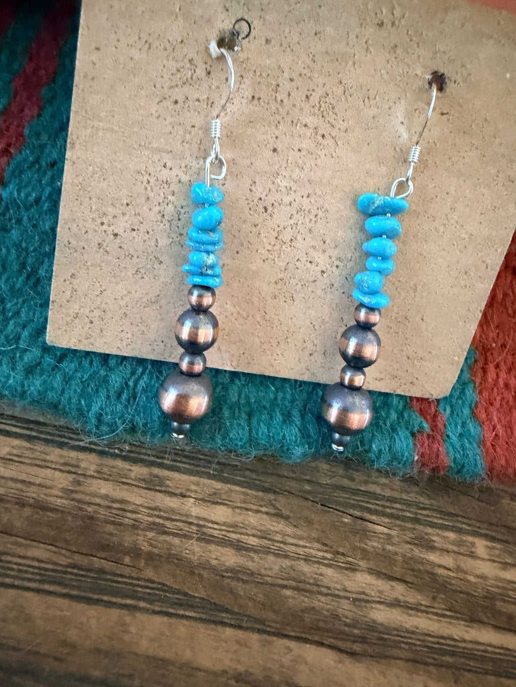 Handcrafted Copper & Turquoise Beaded Dangle Earrings - Che Cose Belle
