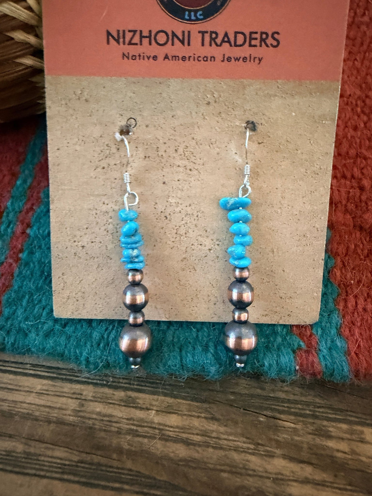 Handcrafted Copper & Turquoise Beaded Dangle Earrings - Che Cose Belle