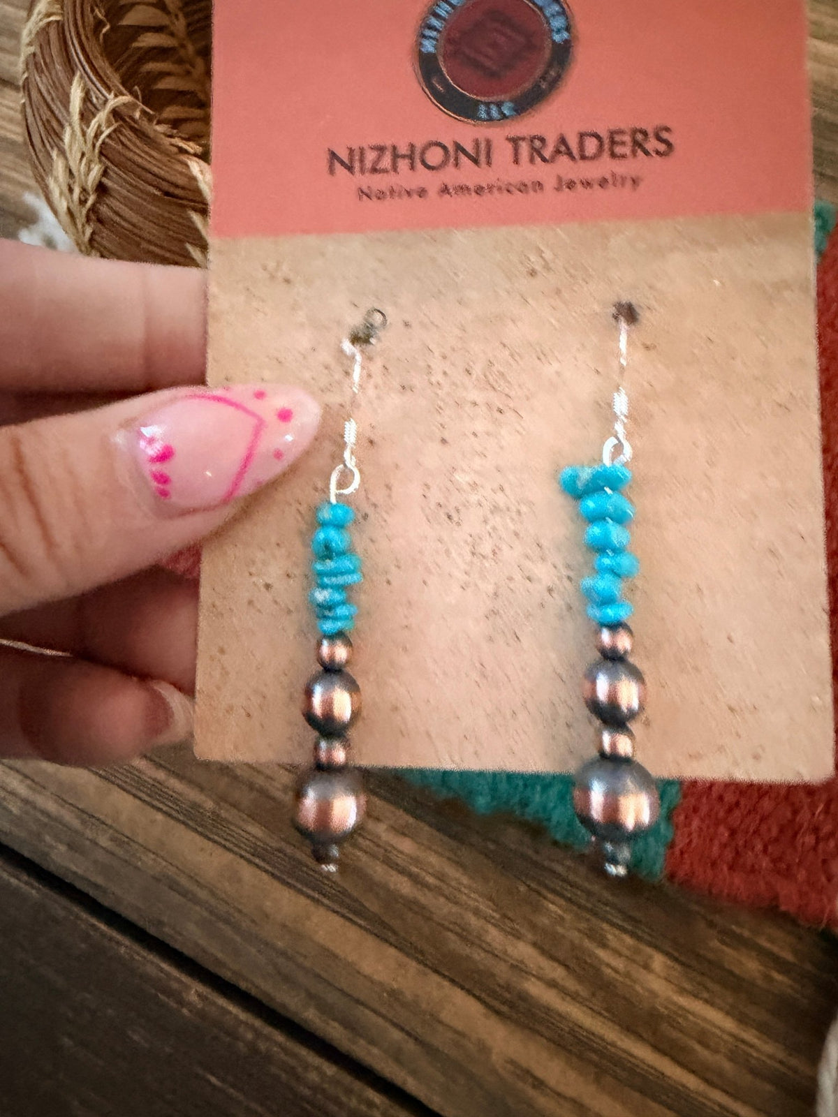 Handcrafted Copper & Turquoise Beaded Dangle Earrings - Che Cose Belle