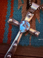 Handcrafted Golden Hills Turquoise & Sterling Silver Cross Pendant by Chimney Butte - Che Cose Belle