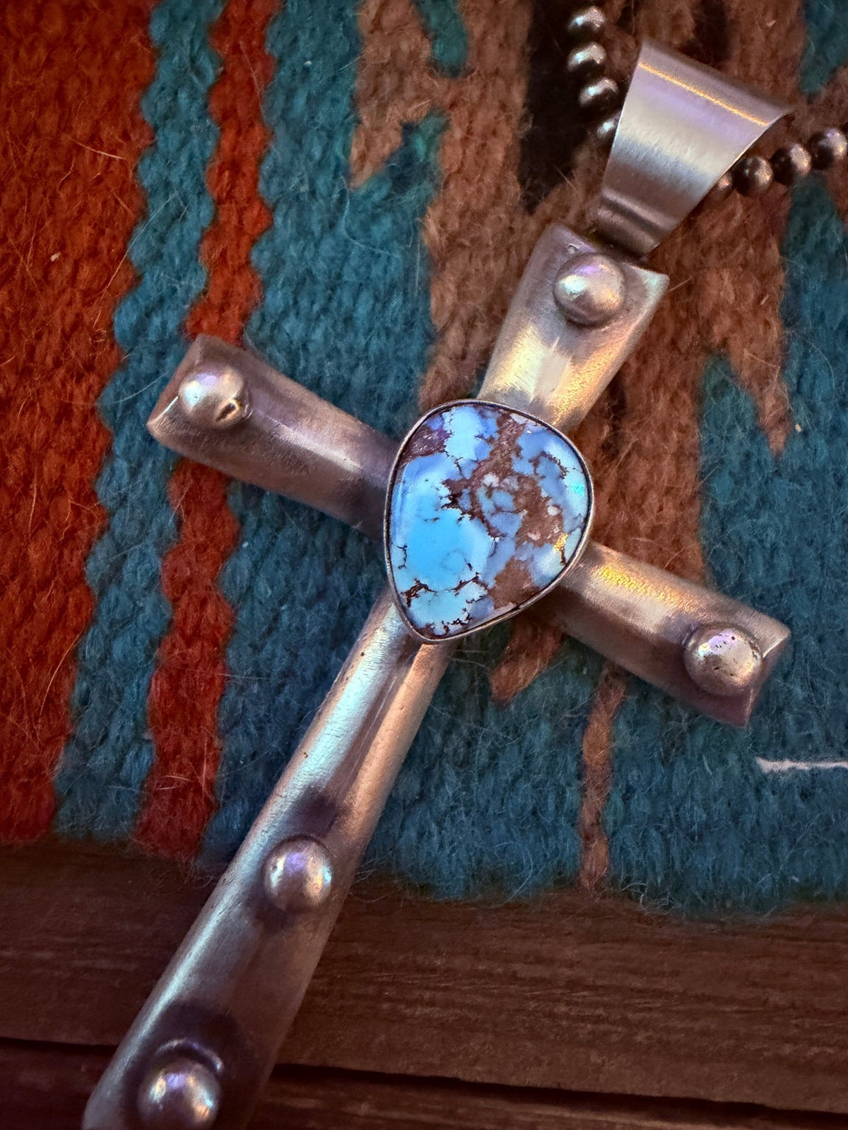 Handcrafted Golden Hills Turquoise & Sterling Silver Cross Pendant by Chimney Butte - Che Cose Belle