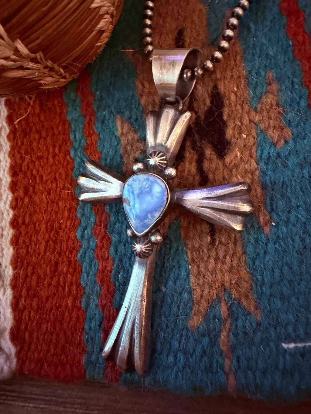 Handcrafted Golden Hills Turquoise & Sterling Silver Cross Pendant by Chimney Butte - Che Cose Belle