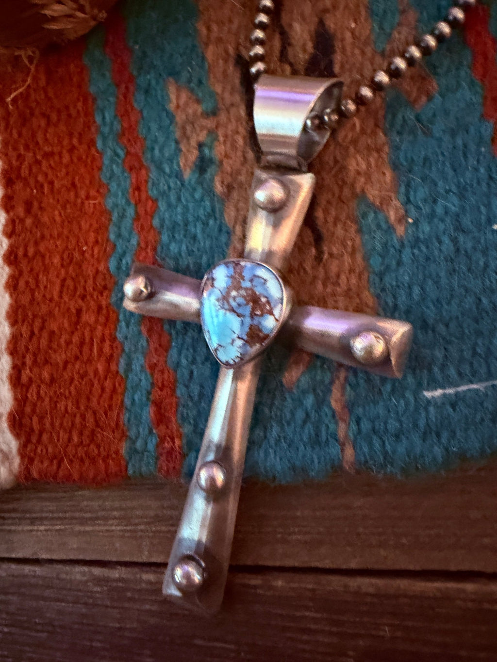 Handcrafted Golden Hills Turquoise & Sterling Silver Cross Pendant by Chimney Butte - Che Cose Belle
