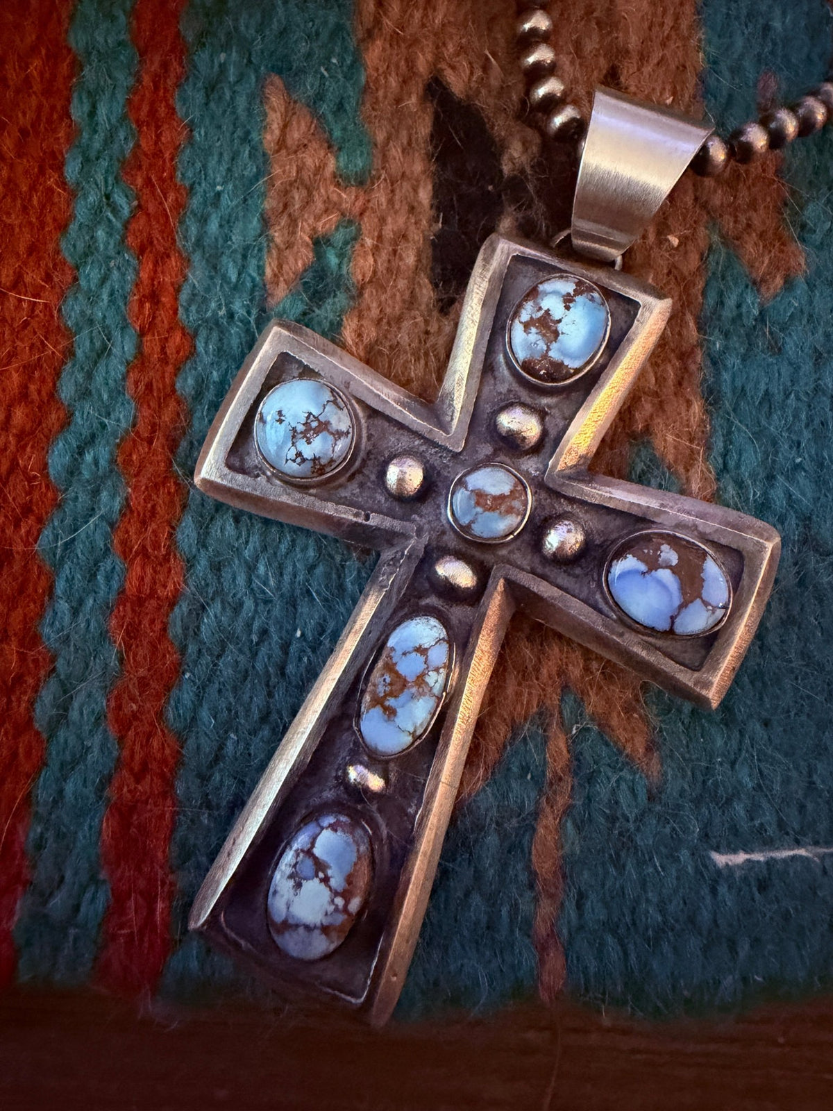 Handcrafted Golden Hills Turquoise & Sterling Silver Cross Pendant by Chimney Butte - Che Cose Belle