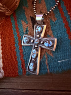 Handcrafted Golden Hills Turquoise & Sterling Silver Cross Pendant by Chimney Butte - Che Cose Belle