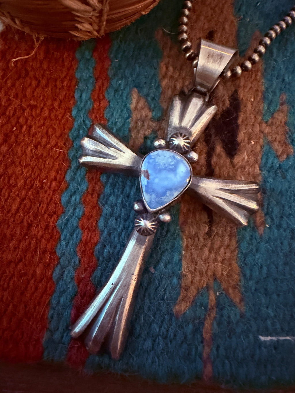 Handcrafted Golden Hills Turquoise & Sterling Silver Cross Pendant by Chimney Butte - Che Cose Belle