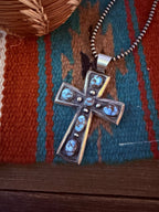 Handcrafted Golden Hills Turquoise & Sterling Silver Cross Pendant by Chimney Butte - Che Cose Belle