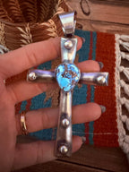 Handcrafted Golden Hills Turquoise & Sterling Silver Cross Pendant by Chimney Butte - Che Cose Belle