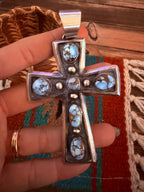 Handcrafted Golden Hills Turquoise & Sterling Silver Cross Pendant by Chimney Butte - Che Cose Belle