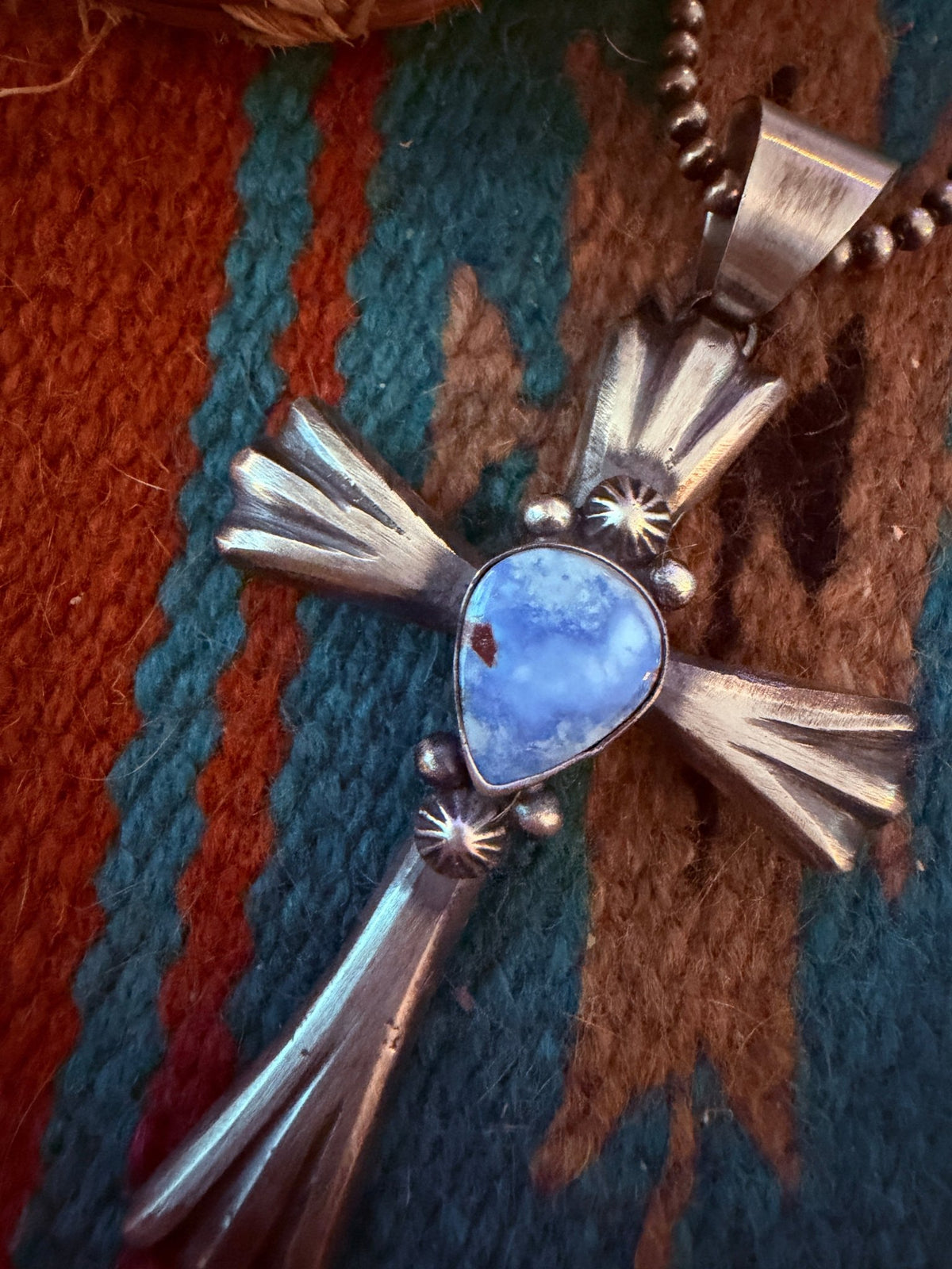 Handcrafted Golden Hills Turquoise & Sterling Silver Cross Pendant by Chimney Butte - Che Cose Belle