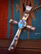 Handcrafted Golden Hills Turquoise & Sterling Silver Cross Pendant by Chimney Butte - Che Cose Belle
