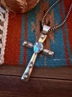 Handcrafted Golden Hills Turquoise & Sterling Silver Cross Pendant by Chimney Butte - Che Cose Belle