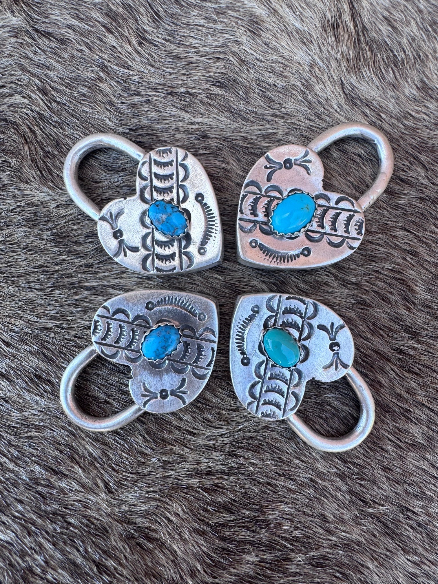 Handcrafted Kingman Turquoise & Sterling Silver Heart Locket Pendant by P. Yazzie - Che Cose Belle