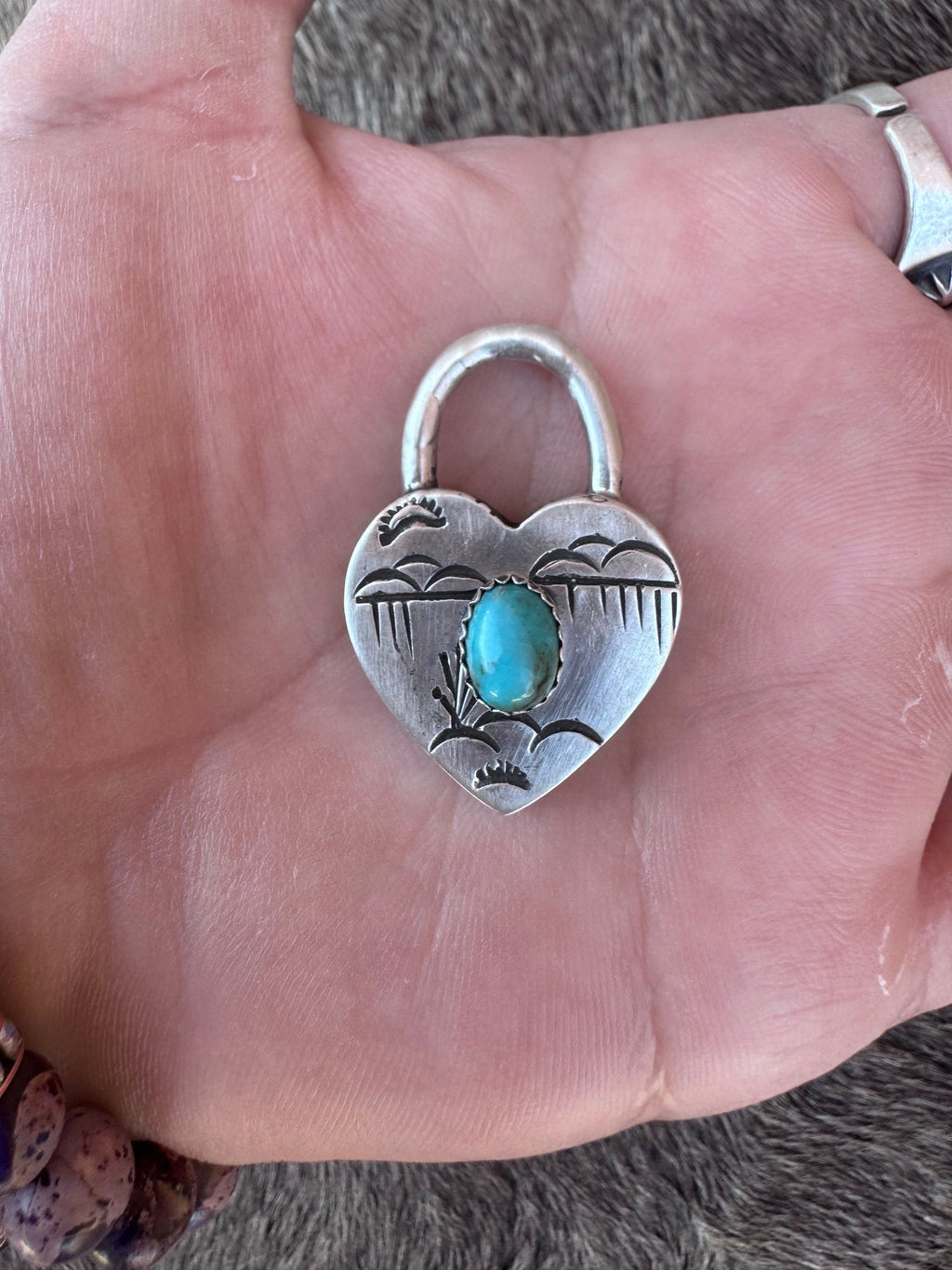 Handcrafted Kingman Turquoise & Sterling Silver Heart Locket Pendant by Patrick Yazzie - Che Cose Belle