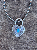 Handcrafted Kingman Turquoise & Sterling Silver Heart Locket Pendant by Patrick Yazzie - Che Cose Belle