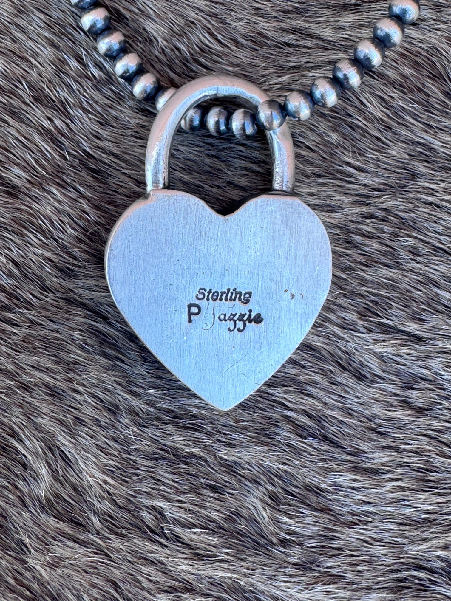 Handcrafted Kingman Turquoise & Sterling Silver Heart Locket Pendant by Patrick Yazzie - Che Cose Belle