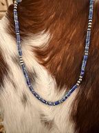 Handcrafted Lapis and Sterling Silver Pearl Beaded Necklace - Che Cose Belle