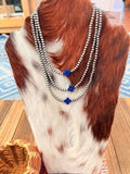 Handcrafted Lapis and Sterling Silver Pearl Quatrefoil Beaded Necklace - Che Cose Belle